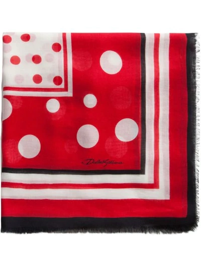 Shop Dolce & Gabbana Polka-dot Print Scarf In Red