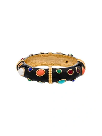 Shop Kenneth Jay Lane Gemstone Bangle In Black