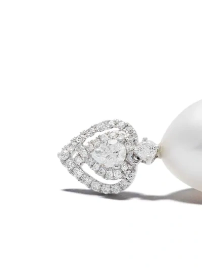 Shop Kiki Mcdonough 18kt White Gold Lotus Pear Diamond Detail Pearl Earrings