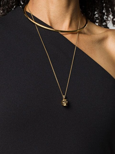 Shop Alexander Mcqueen Skull Pendant Choker Necklace In Gold