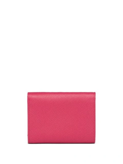 Shop Prada Saffiano Tri-fold Wallet In Pink