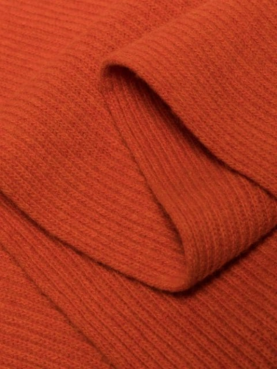 Shop Ganni Ribbed-knit Long Scarf In Orange