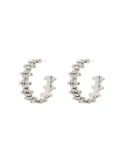 Shop Area Silver-tone Crystal-embellished Hoop Earrings