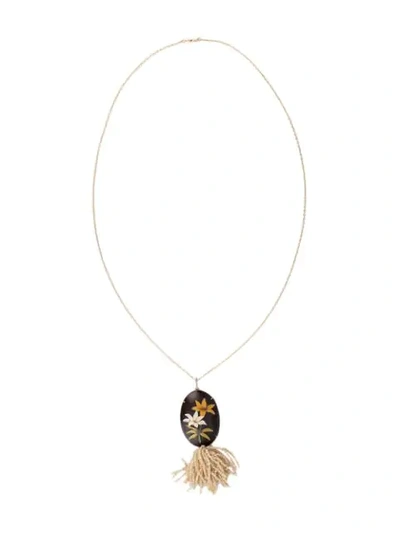 Shop Silvia Furmanovich 18kt Yellow Gold Diamond Marquetry Pearl Tassel Lily Necklace In Ylwgold