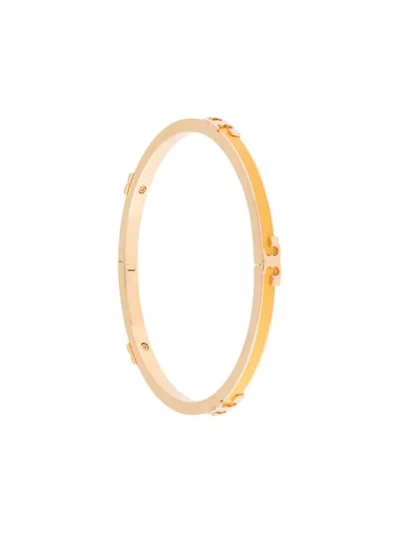Shop Tory Burch Serif-t Enamel Stackable Bracelet In Gold