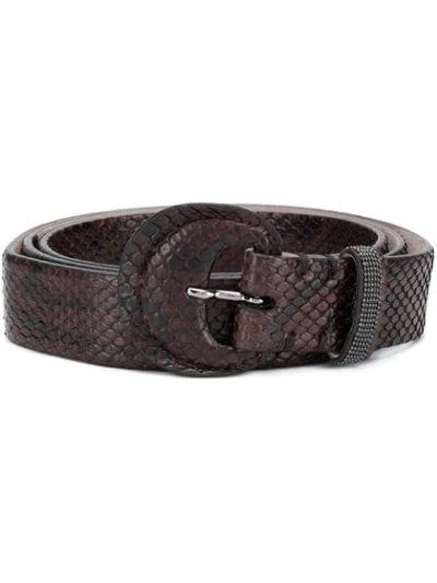 Shop Brunello Cucinelli Woven Buckle Belt In Brown