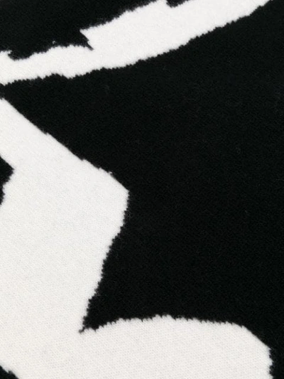 Shop Off-white Intarsia-knit Logo Scarf In Black