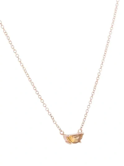 Shop Natalie Marie 9kt Rose Gold Quartz Tiny Half Moon Pendant Necklace