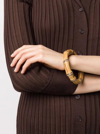 Shop Bottega Veneta Wood-effect Bangle In Brown