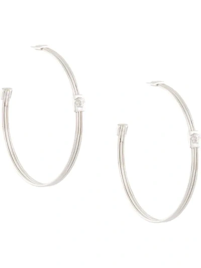 Pre-owned Versace Medusa Hoop Earrings In Silver