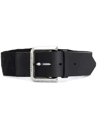 Shop Just Cavalli Stretch-fit Logo Belt In Black