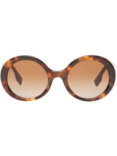Shop Burberry Oversized-frame Logo Sunglasses In Brown