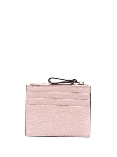 Shop Valentino Rockstud Zipper Cardholder In Pink