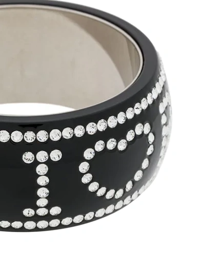 Shop Balenciaga Crystal Embellished Crush Bangle In Black