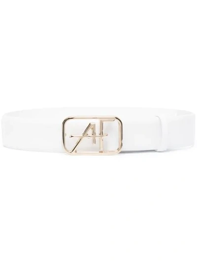 Shop Alberta Ferretti Logo-plaque Leather Belt In White