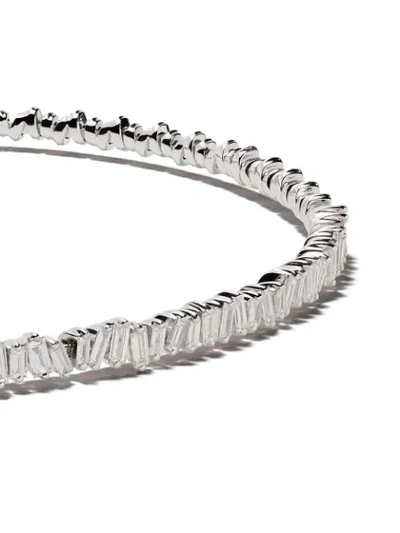 Shop Suzanne Kalan 18kt White Gold Fireworks Classic Baguette Diamond Choker