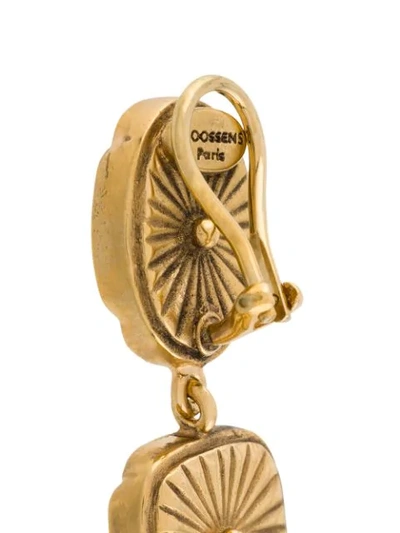 Shop Goossens Three Cabochons Earrings In Gold