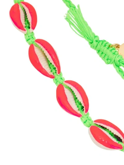 Shop Venessa Arizaga Fantasea Shell Braided Bracelet In Green