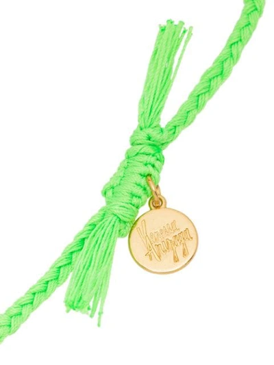 Shop Venessa Arizaga Fantasea Shell Braided Bracelet In Green