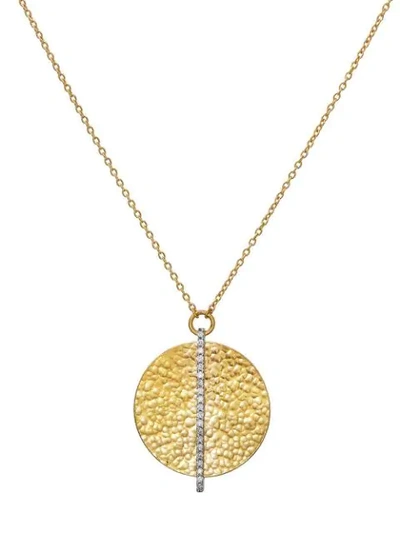 Shop Gurhan 24kt Yellow Gold Lush Pavé Diamond Circle Pendant Necklace In Ylwgold