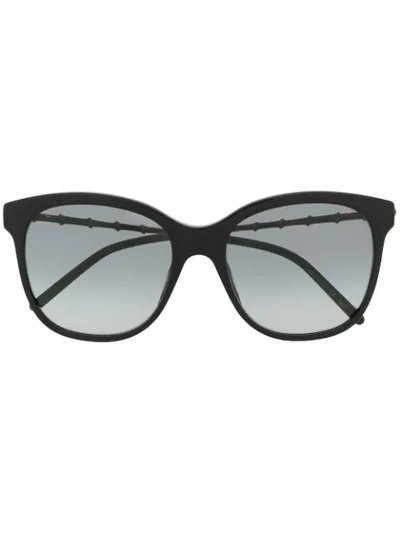 Shop Gucci Bamboo-effect Soft-square Sunglasses In Black