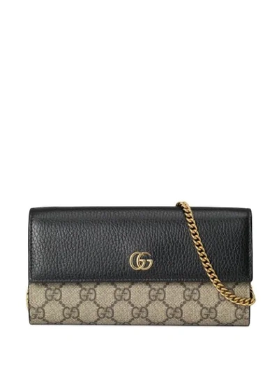 Shop Gucci Gg Marmont Chain Wallet In Neutrals