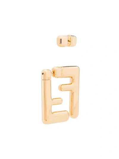 Shop Fendi Ff Logo Earrings In Gold