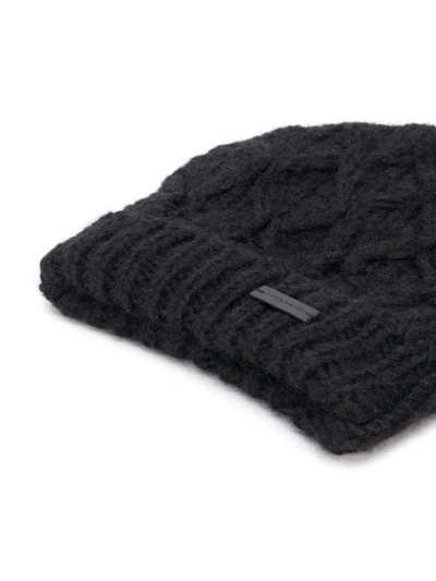 Shop Saint Laurent Cable-knit Beanie In Black