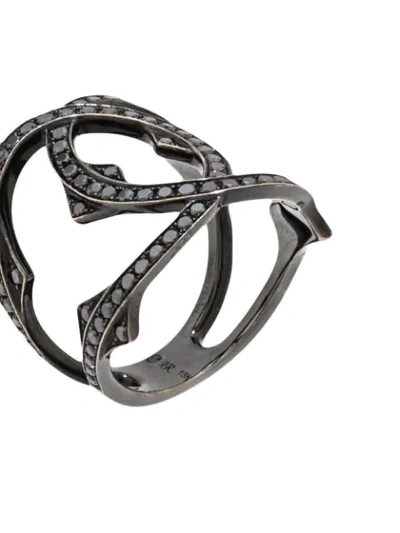 Shop Loree Rodkin 18kt White Gold Diamond Interlink Ring In Black