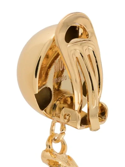 Shop Moschino M Logo Clip-on Earrings In Gold