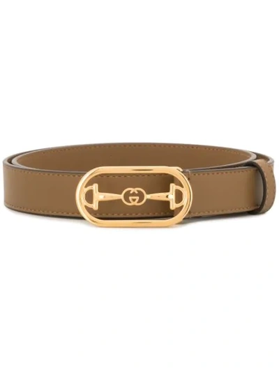 Shop Gucci Horsebit Detail Belt In Brown