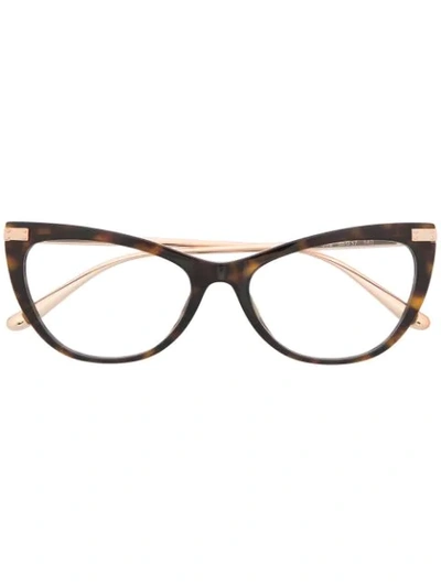 Shop Dolce & Gabbana Tortoiseshell Cat-eye Glasses In Gold