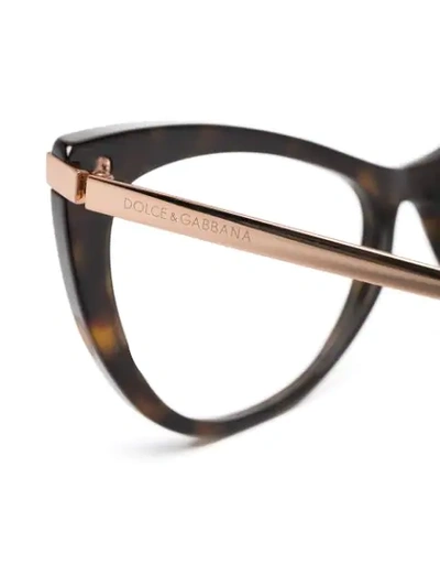 Shop Dolce & Gabbana Tortoiseshell Cat-eye Glasses In Gold