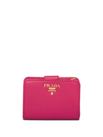 Shop Prada Small Two-tone Wallet In Pink