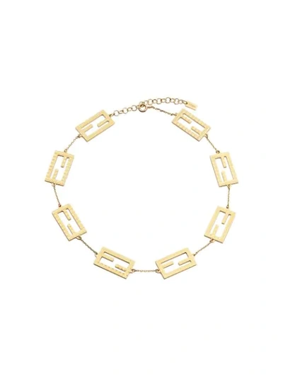 Shop Fendi Ff Chain Link Necklace In Gold