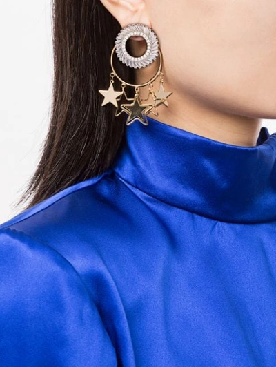 Shop Venna Star Hoop Crystal Earrings In Gold