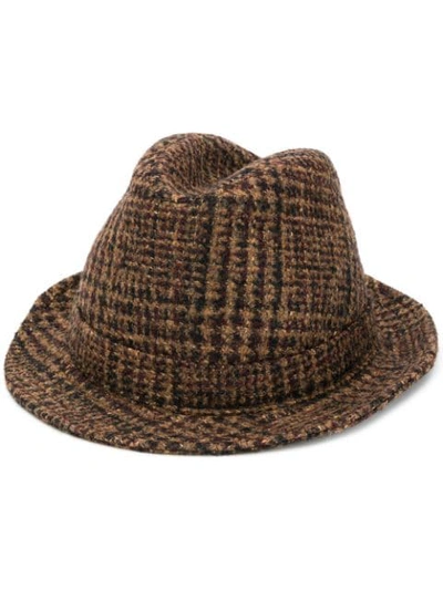 Shop Dolce & Gabbana Tweed Trilby Hat In Brown