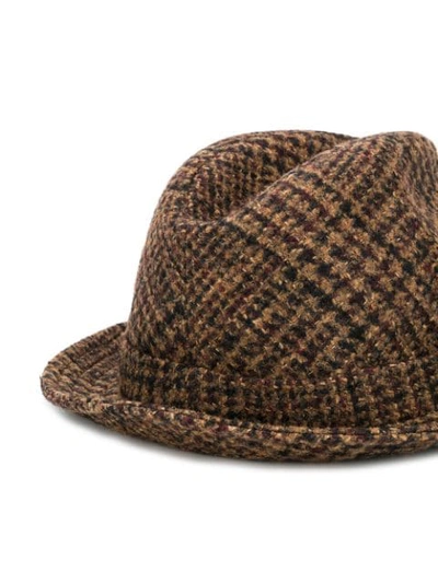 Shop Dolce & Gabbana Tweed Trilby Hat In Brown