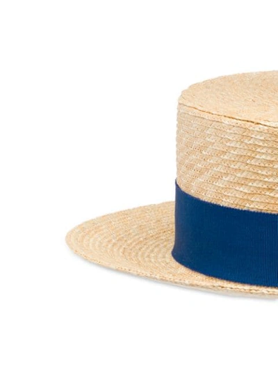 Shop Prada Ribbon Detail Straw Hat In Brown