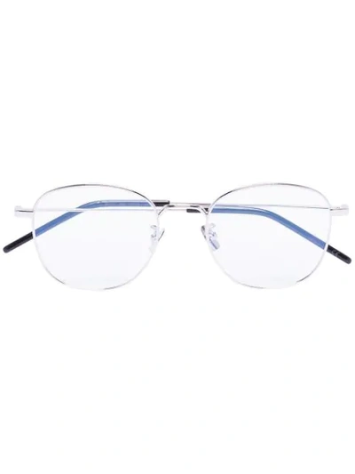 Shop Saint Laurent Square-frame Glasses In Silver