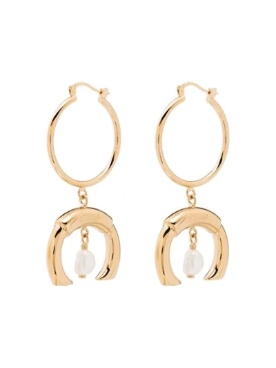 Shop Chloé Hoop Drop Pearl Earrings In Gold