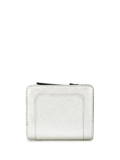 Shop Marc Jacobs Metallic Logo Wallet In Silver