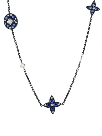 Shop Mariani 18kt White Gold Diamond Sapphire Lucilla Necklace In Whtgold