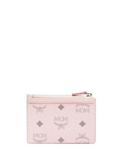 Shop Mcm Visetos-print Cardholder In Pink