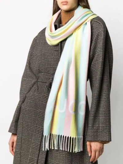 Shop Gucci Striped Wool Scarf In Yellow