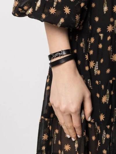 Shop Saint Laurent Opyum Double-wrap Bracelet In Black
