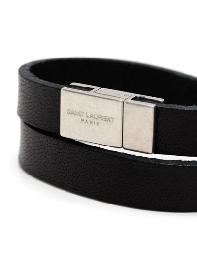 Shop Saint Laurent Opyum Double-wrap Bracelet In Black