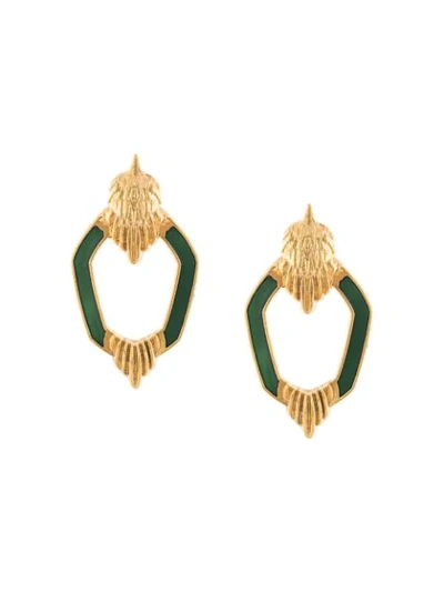 Shop Natia X Lako Bird Enamel Earrings In Gold