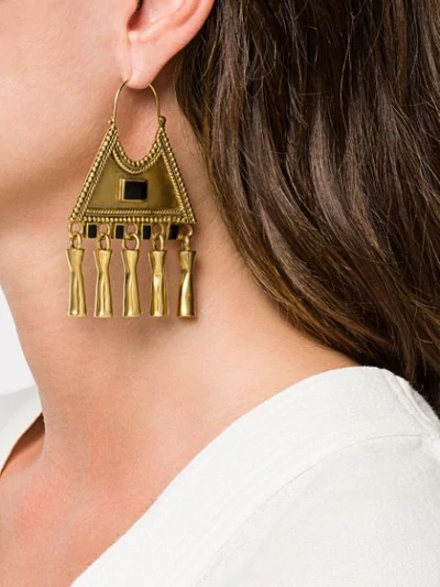 Shop Saint Laurent Triangle-charm Earrings In Gold