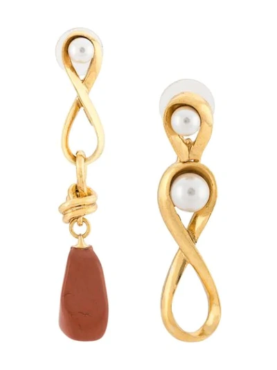 Shop Oscar De La Renta Abstract Drop Earrings In Gold